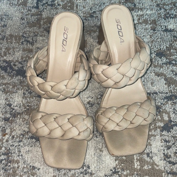 Tan Braided Strap Heels - Picture 1 of 5